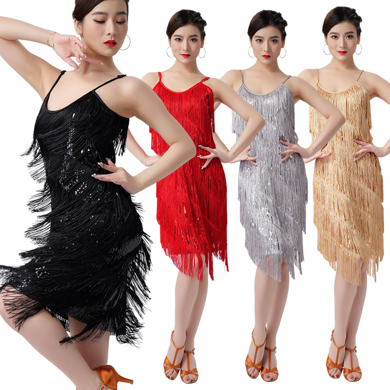 Shift Dress Sleeveless - Dance Clothes Women Sexy Sequin Latin