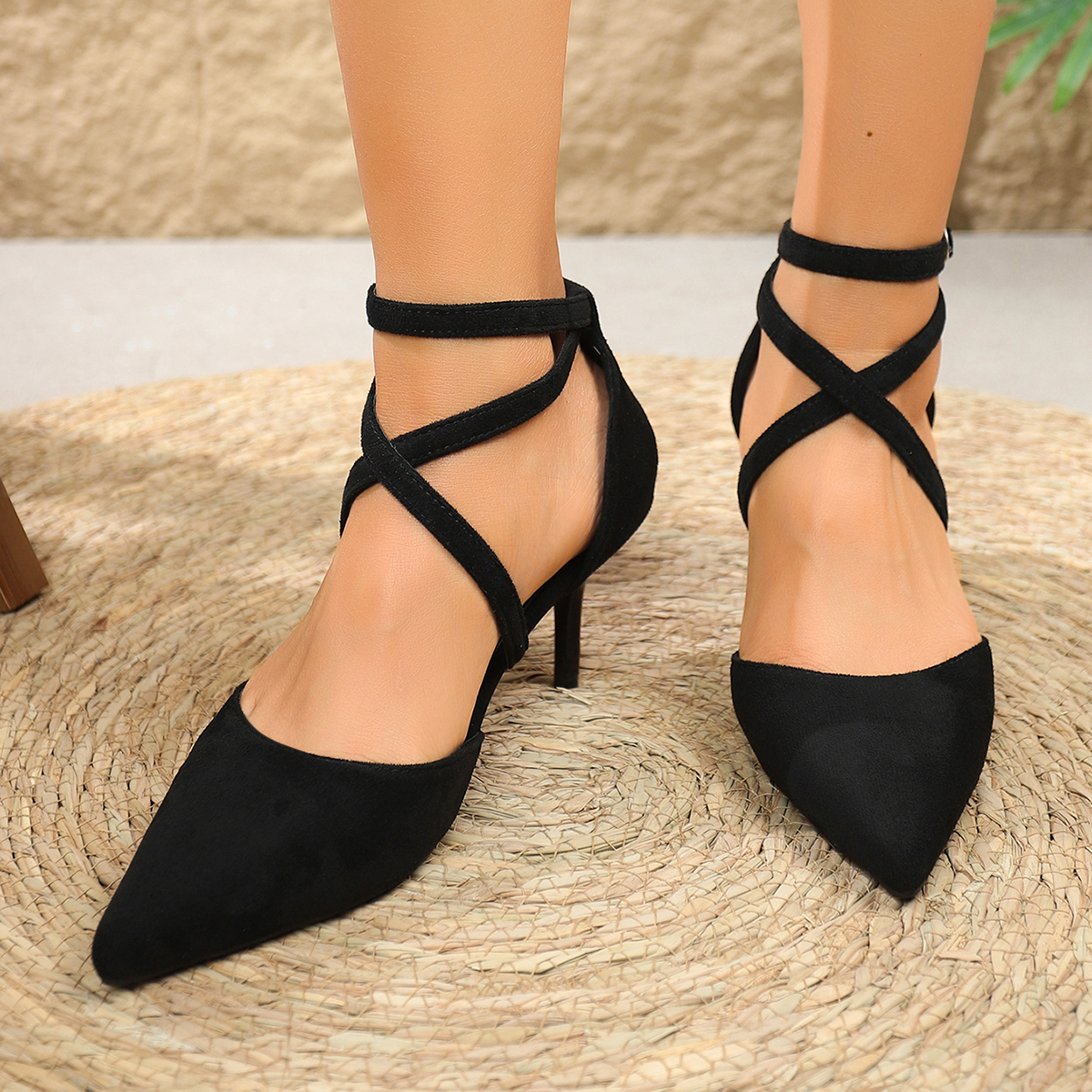 Women Formal Wear For Summer - Spring Summer Women Black Suede Stiletto