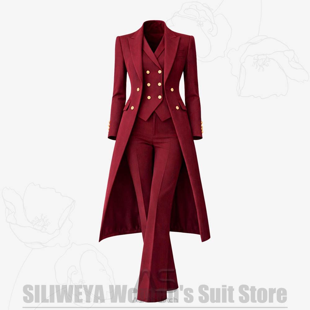 Women Formal Wear For Wedding - Women's Suit 3 Piece Double Breasted