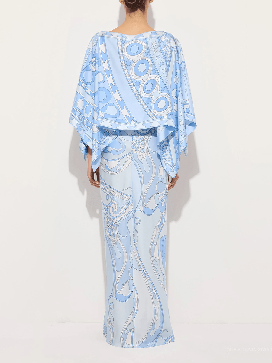 VGH Light Blue Abstract Print  - Women Formal Wear For Summer のレビューと価格