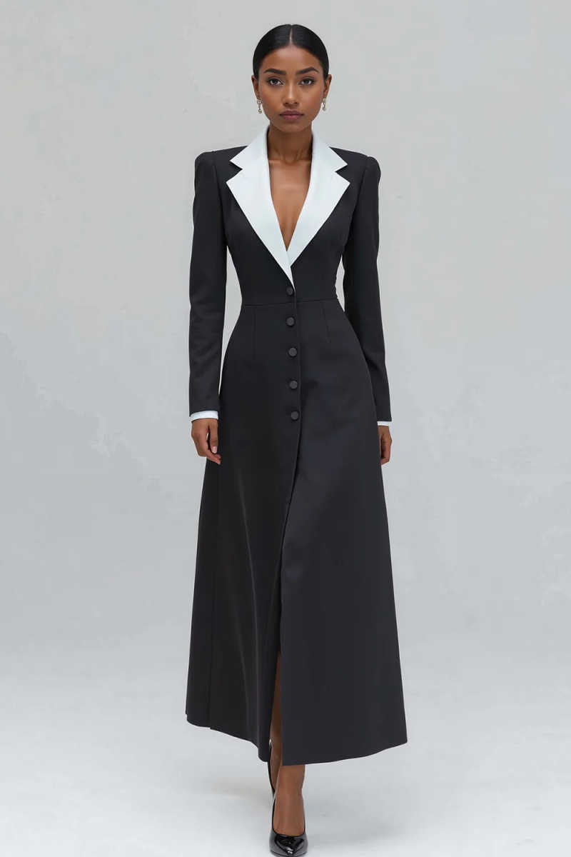 A Line Women Long Blazer Jacke - Women Formal Wear With Tie のレビューと価格