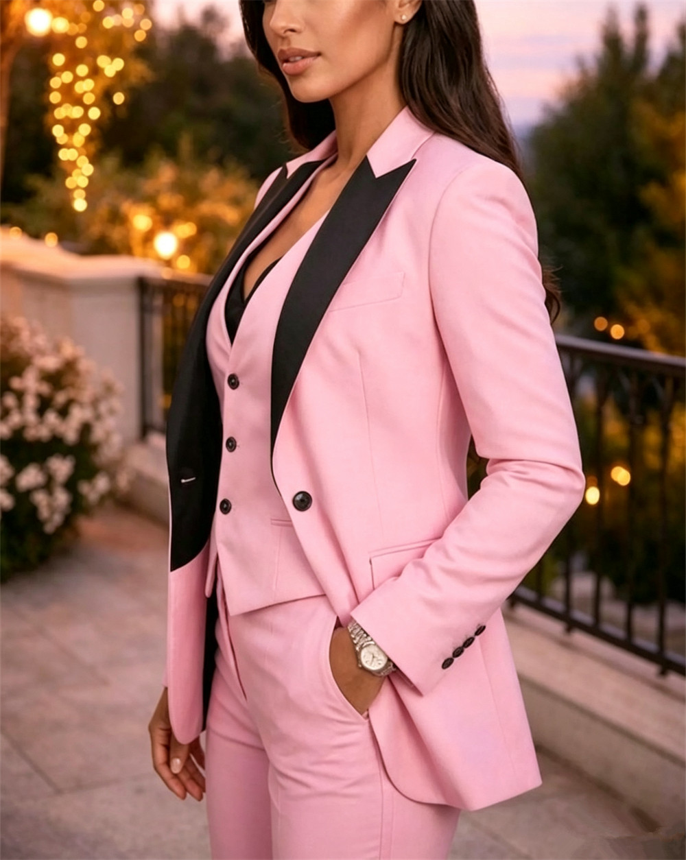 Pink Elegant Women's Suits 3 P - Women Formal Wear Vest のレビューと価格