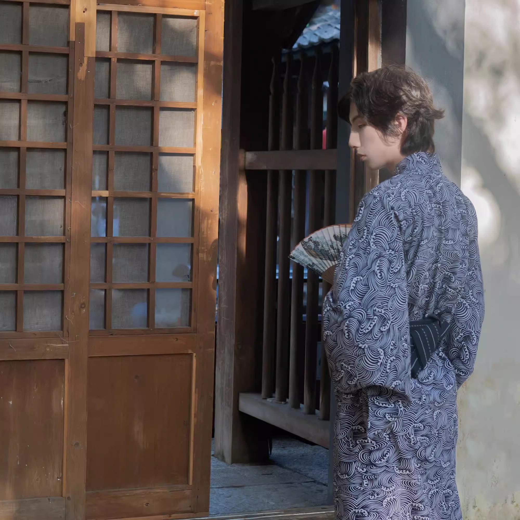 Men's Cotton Kimono with Belt  - Japanese Women Formal Wear のレビューと価格