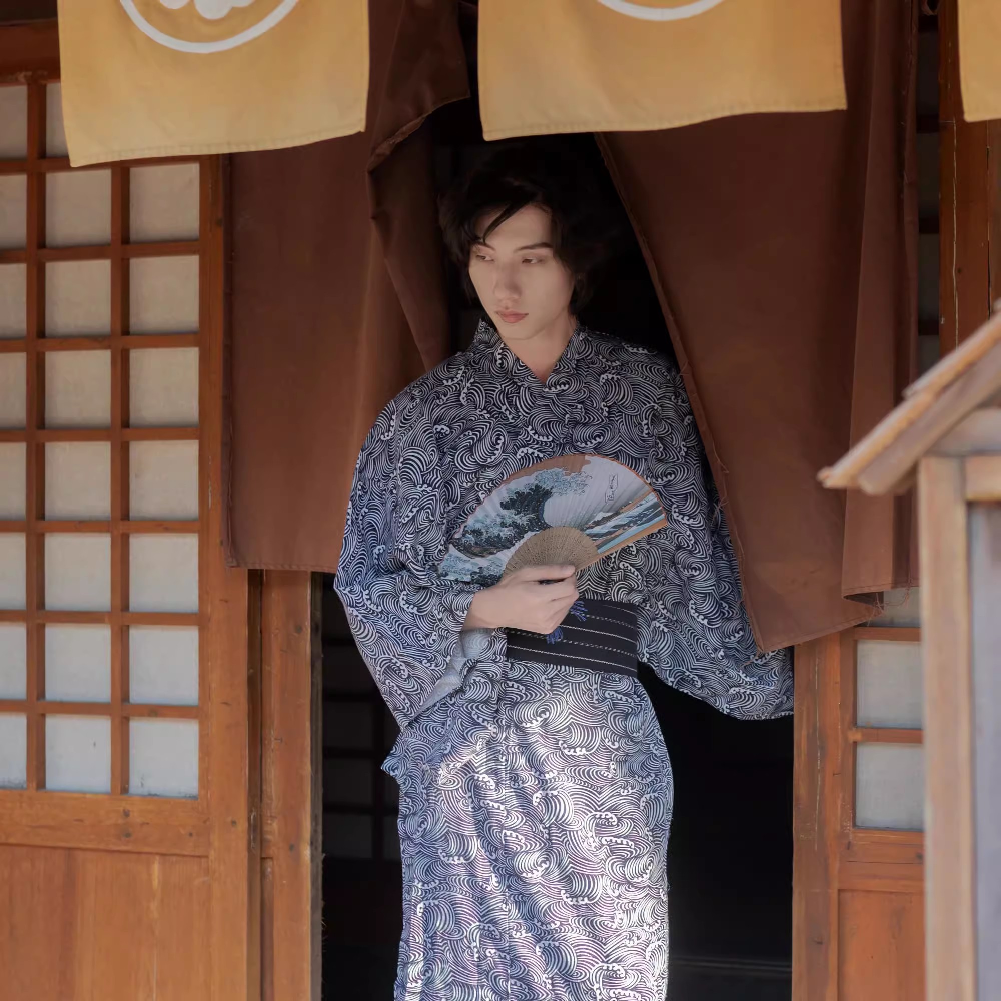 Men's Cotton Kimono with Belt  - Japanese Women Formal Wear のレビューと価格