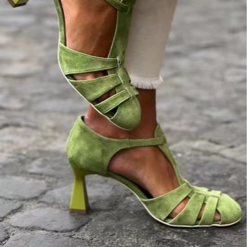 Women's Green Suede Kitten Hee - Women Formal Wear For Summer のレビューと価格
