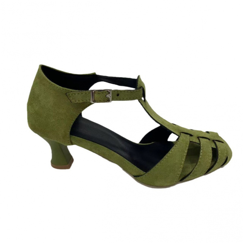 Women's Green Suede Kitten Hee - Women Formal Wear For Summer のレビューと価格