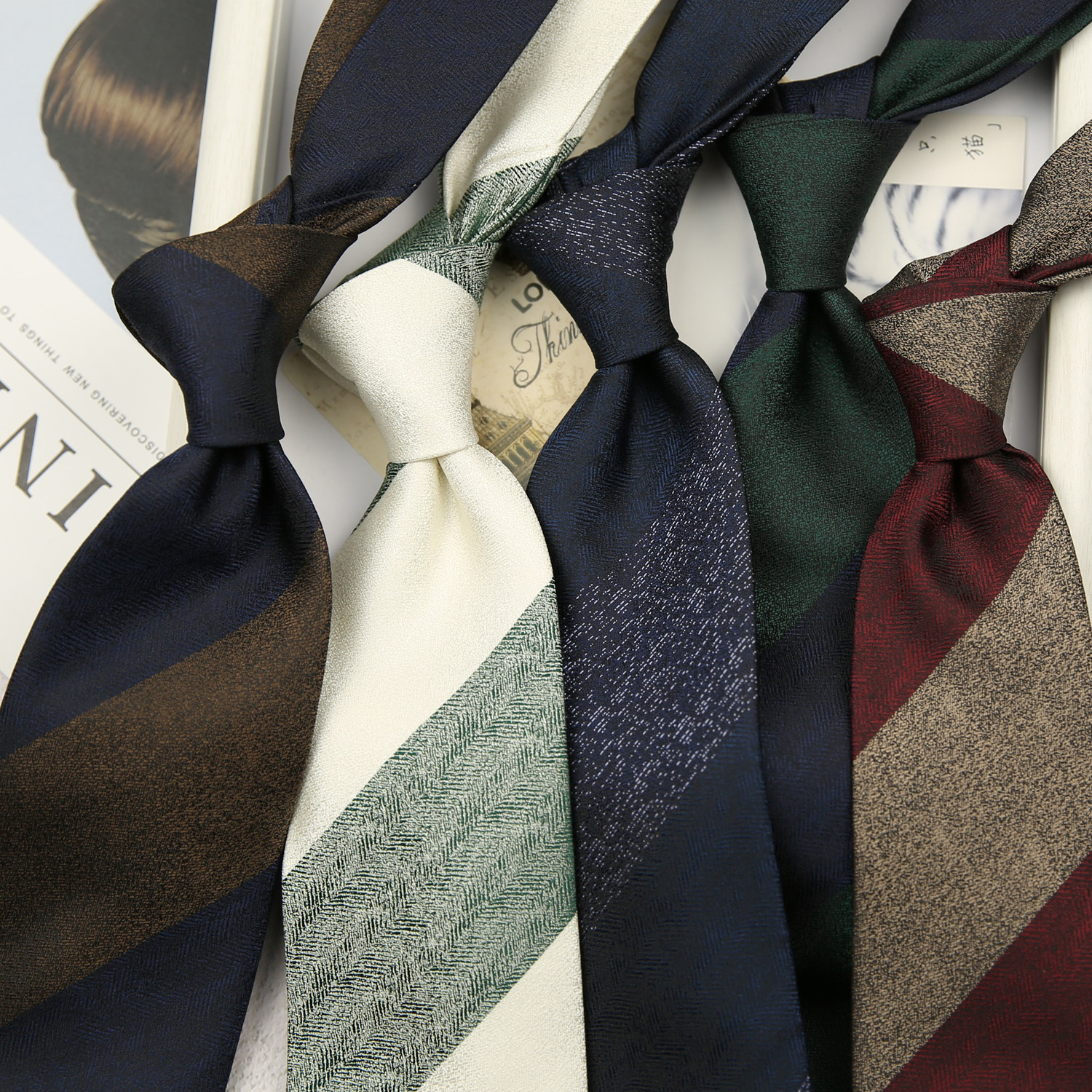 Fashion 8cm Navy Striped Neckt - Women Formal Wear With Tie のレビューと価格