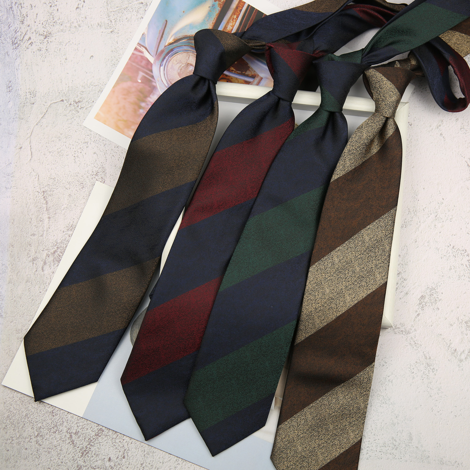 Fashion 8cm Navy Striped Neckt - Women Formal Wear With Tie のレビューと価格