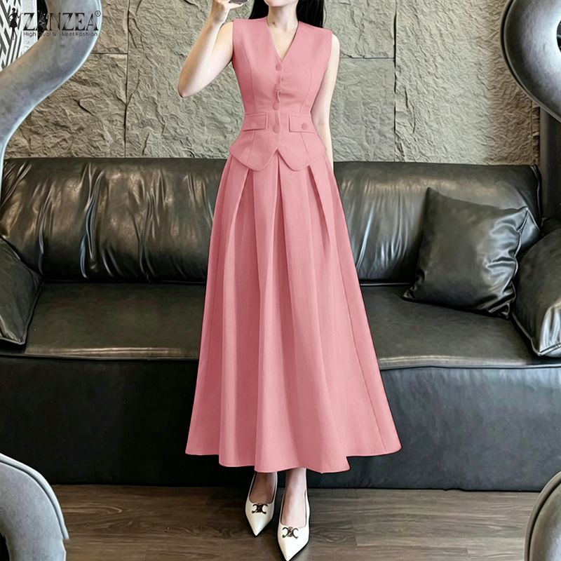 2026 ZANZEA Summer 2 Piece Set - Shift Dress Sleeveless のレビューと価格