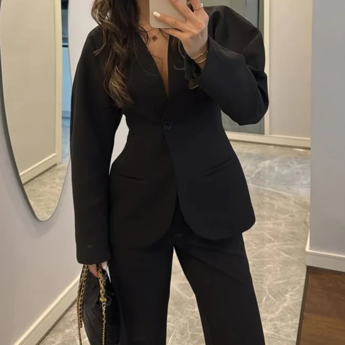 2025 New Women Black V Neck Wa - Women Formal Wear With Tie のレビューと価格