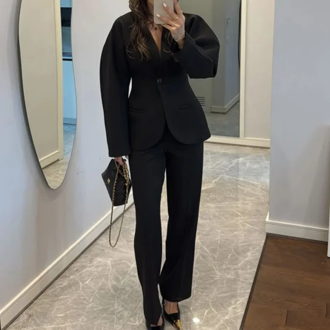 2025 New Women Black V Neck Wa - Women Formal Wear With Tie のレビューと価格