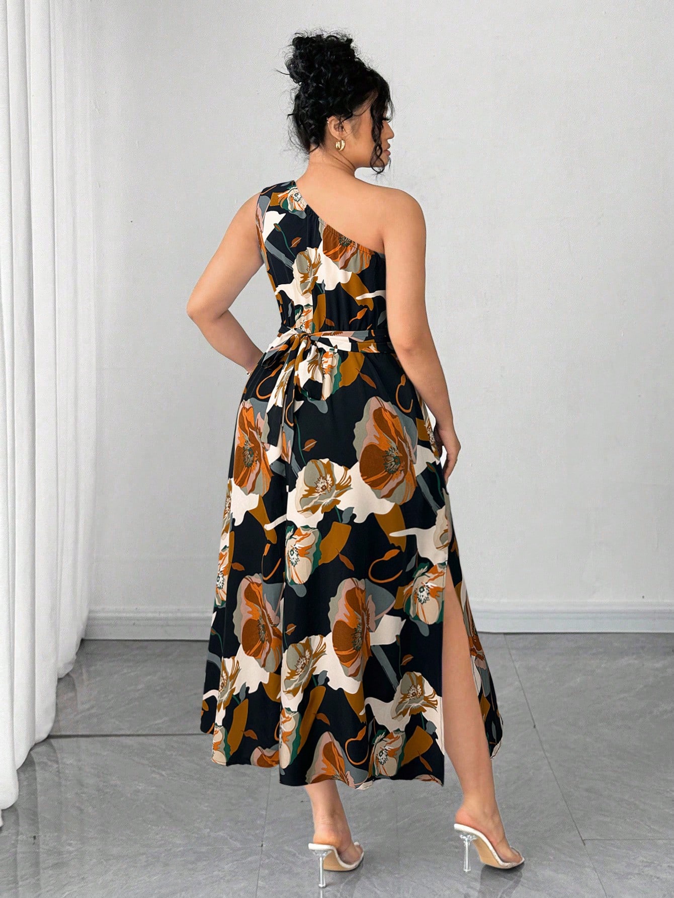 Asymmetrical One-Shoulder Flor - Shift Dress Sleeveless のレビューと価格