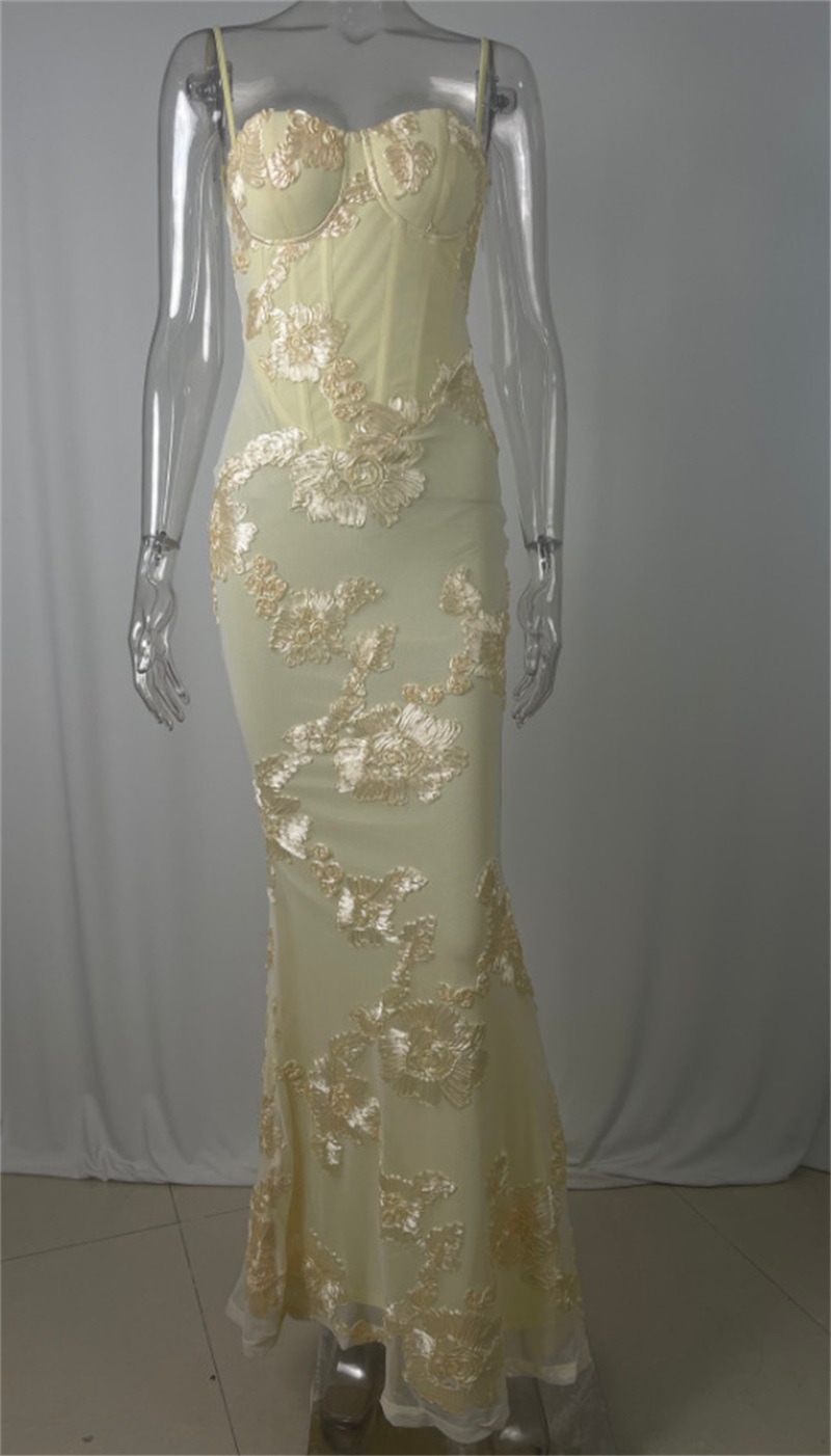 Yellow Embroidery Women Prom D - Women'S Holiday Formal Wear のレビューと価格