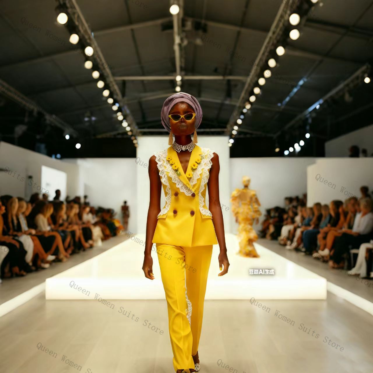 Yellow White Lace Women Suit P - Women Formal Wear Vest のレビューと価格