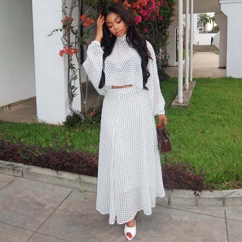 African Women Polka Dot Chiffo - Women Formal Wear For Summer のレビューと価格