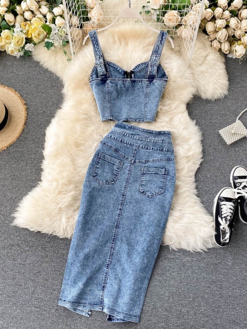 Fashion Denim 2 Piece Sets Wom - Shift Dress Sleeveless のレビューと価格