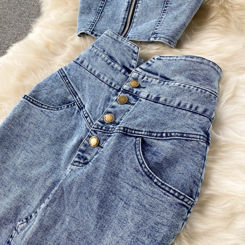 Fashion Denim 2 Piece Sets Wom - Shift Dress Sleeveless のレビューと価格