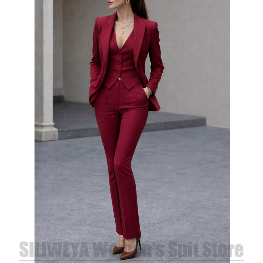 Women 3 Piece Suit Set Blazer  - Women Formal Wear For Wedding のレビューと価格