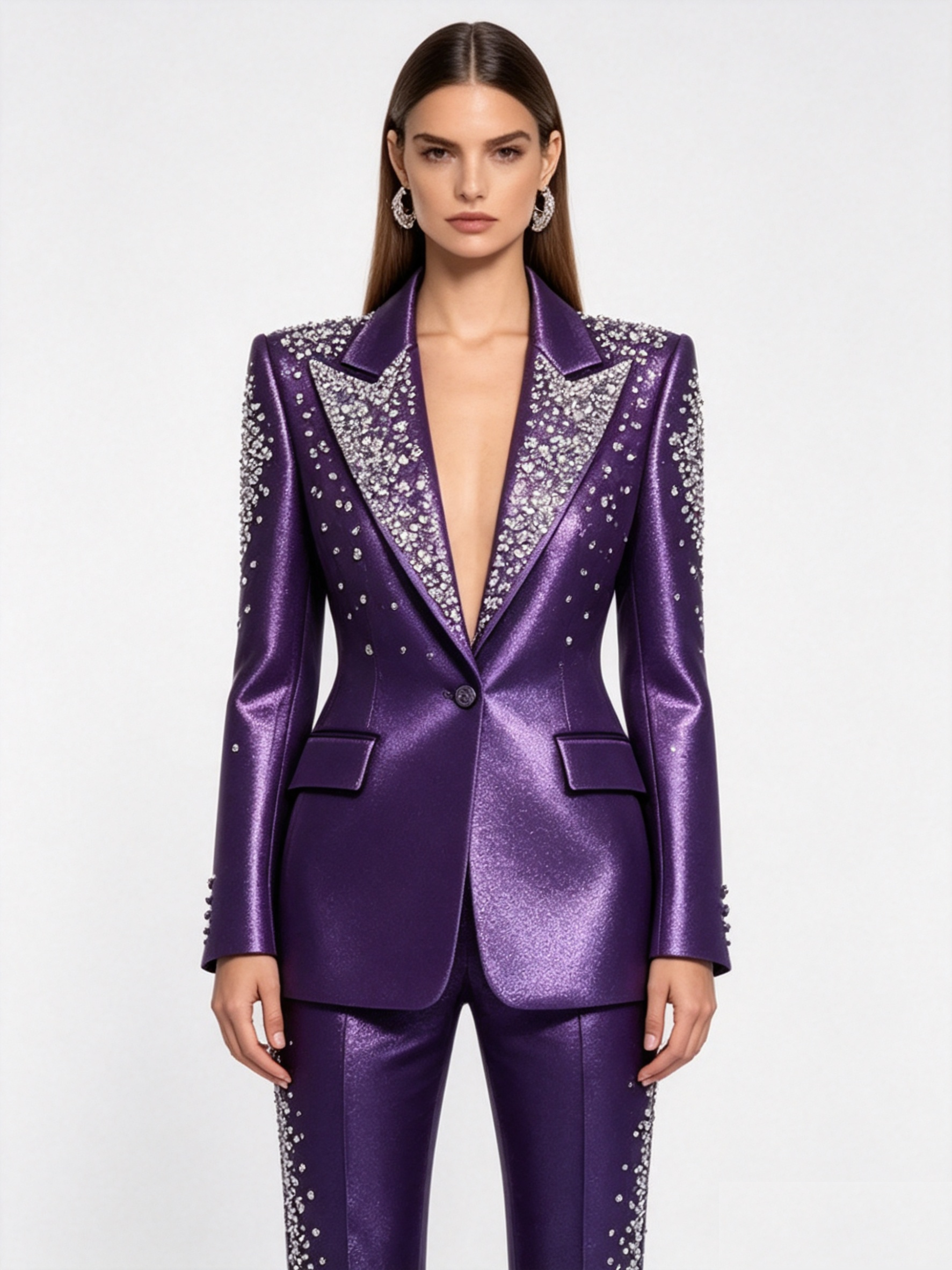 Luxury Crystals Pink Satin Wom - Women Formal Wear For Wedding のレビューと価格