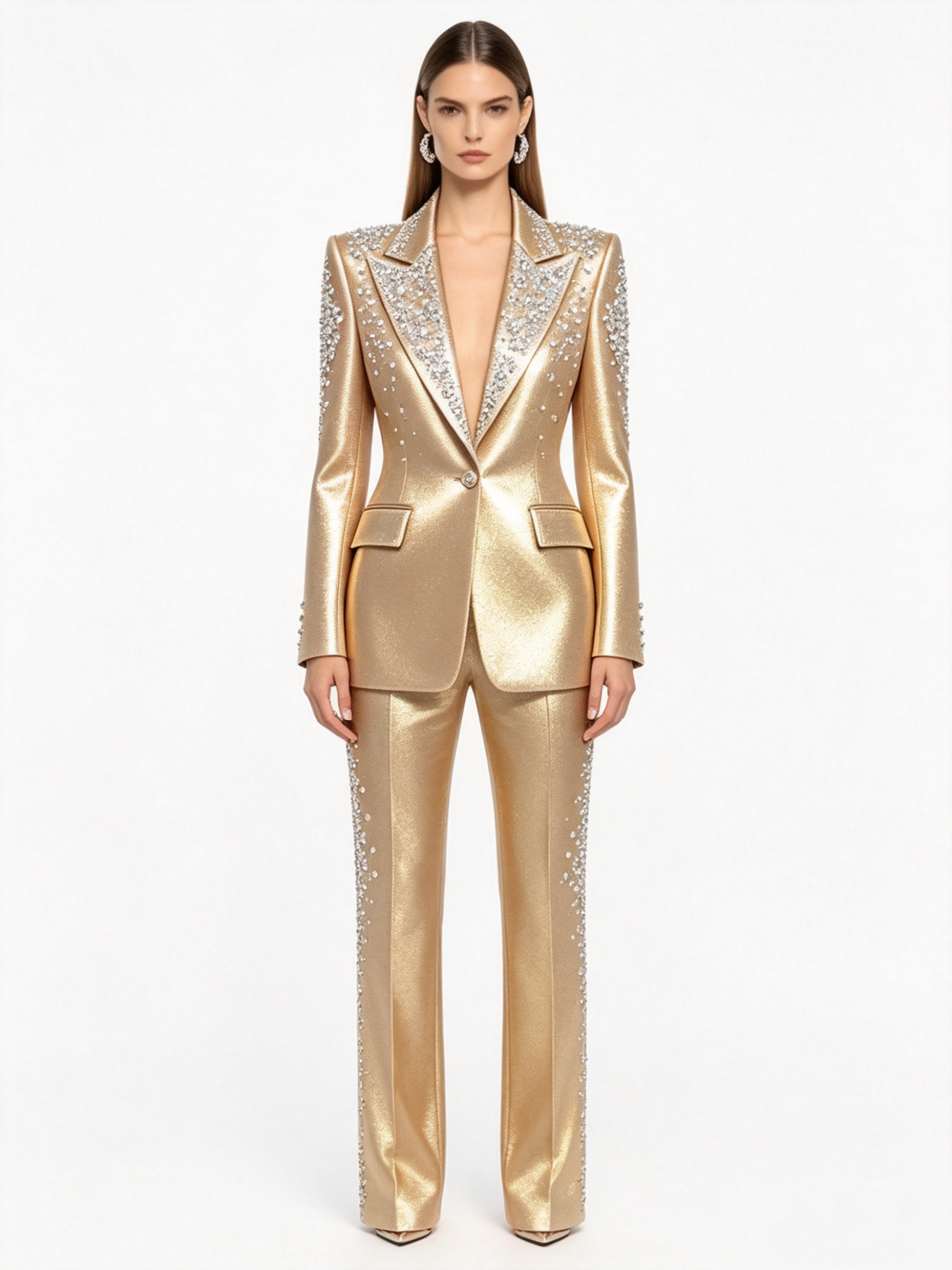 Luxury Crystals Pink Satin Wom - Women Formal Wear For Wedding のレビューと価格