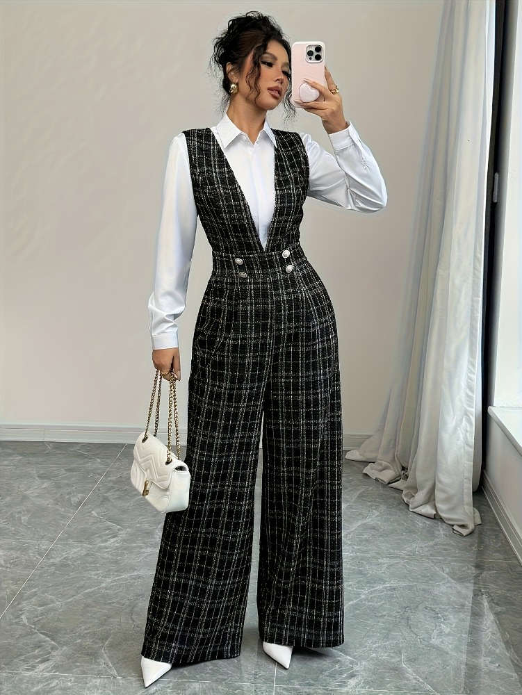 Women High Waist Wide Leg Plai - Women Formal Wear Vest のレビューと価格