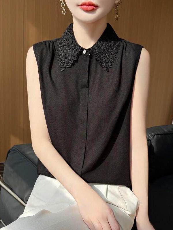 Lace Trim No Sleeve Knitted Sh - Women Formal Wear Vest のレビューと価格