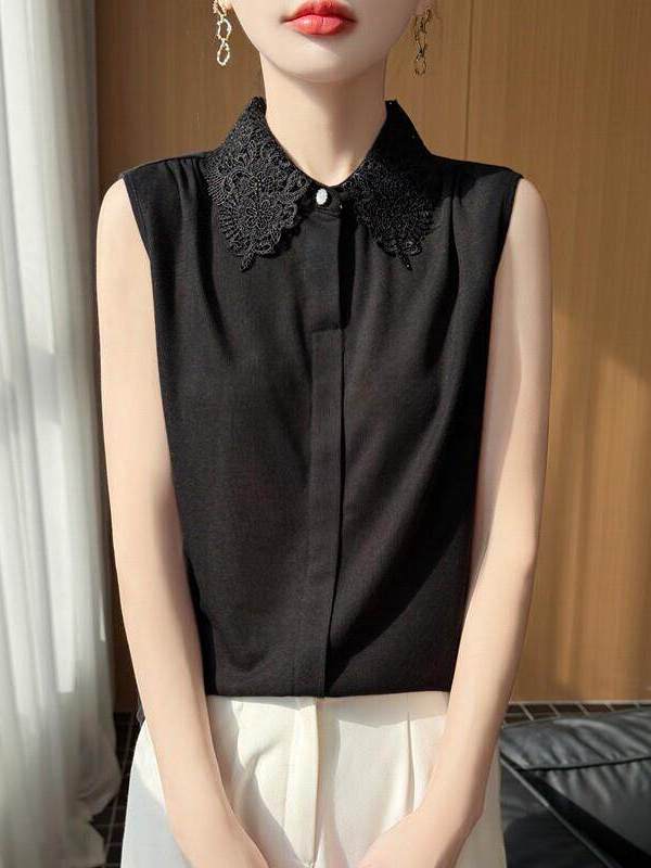 Lace Trim No Sleeve Knitted Sh - Women Formal Wear Vest のレビューと価格